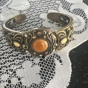 Vintage-Inspired Gold and Orange Bracelet